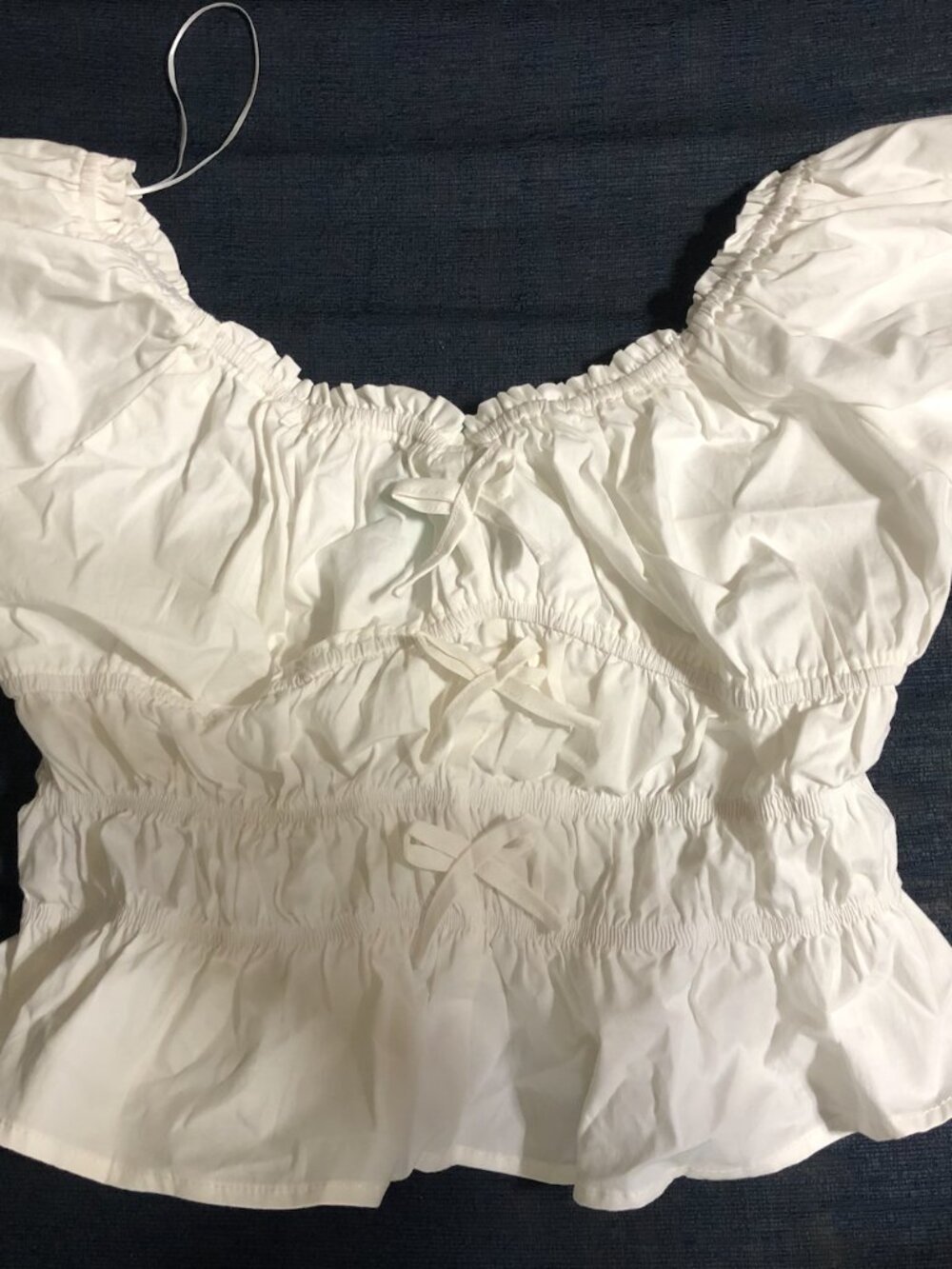 Medium White Fashion Q Blouse Peasant Top